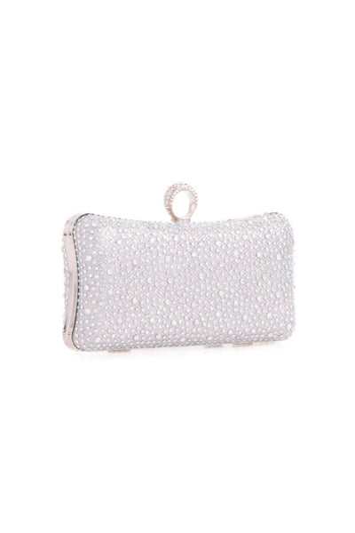 Silver Diamante Ring Clutch Bag