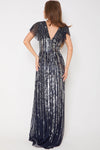 Navy Silver Sequin Maxi Dress