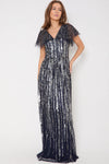 Navy Silver Sequin Maxi Dress