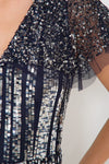 Navy Silver Sequin Maxi Dress