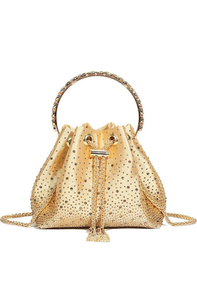 Gold Embellished Top Handle Evening Bag