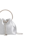 Silver Embellished Top Handle Evening Bag