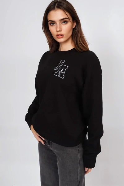 Black Embroidered LA Sweatshirt