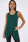 Green Sleeveless Top With Asymmetric Hem