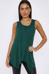 Green Sleeveless Top With Asymmetric Hem