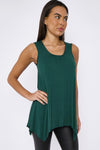 Green Sleeveless Top With Asymmetric Hem