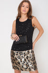 Black Glitter Evening Clutch Bag