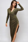 Gold Lurex Wrap Maxi Dress