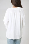 White Grandad Collar Blouse