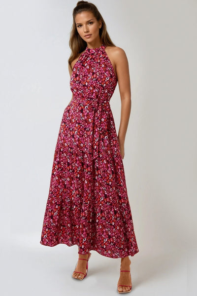 Pink Halterneck Maxi Dress