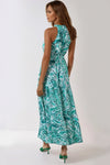 Green Paisley Print Halterneck Maxi Dress