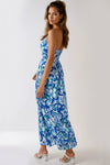 Blue Floral Halterneck Maxi Dress