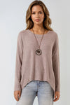 Mocha Fine Knit Jumper With Necklace