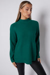 Green High Neck Ribbed Jumper