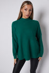 Green High Neck Ribbed Jumper