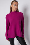 Purple High Neck Ribbed Jumper