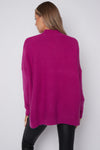 Purple High Neck Ribbed Jumper