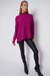 Purple High Neck Ribbed Jumper