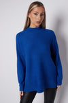 Royal Blue High Neck Ribbed Jumper