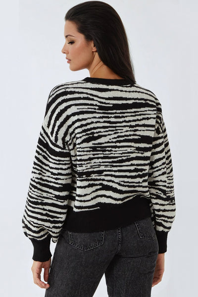 Black White Zebra Knitted Jumper