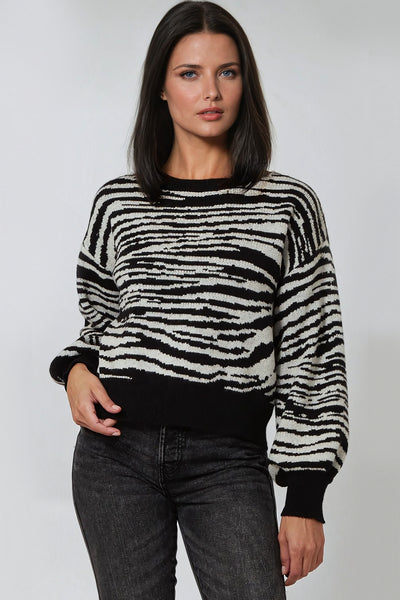 Black White Zebra Knitted Jumper