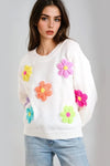 Ivory Knitted Flowers Jumper