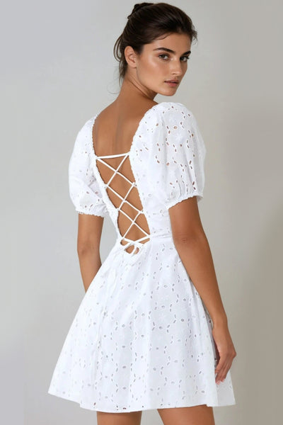 White Broderie Mini Dress