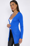 Royal Blue Boyfriend Jersey Cardigan With Pockets