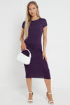 Purple Cap Sleeve Midi Dress