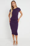 Purple Cap Sleeve Midi Dress