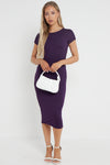 Purple Cap Sleeve Midi Dress