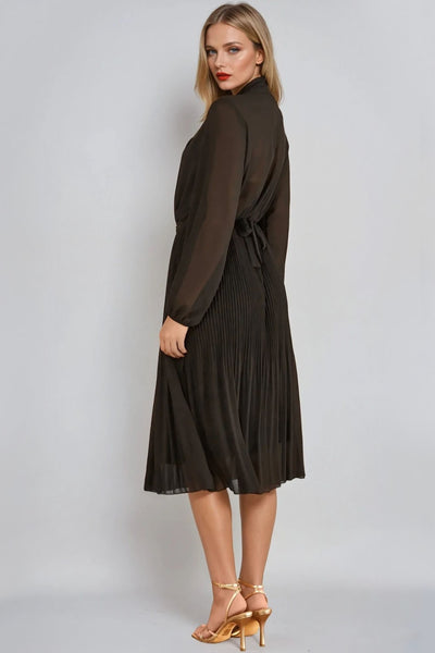 Black Pleated Midi Dress