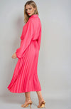 Pink Pleated Midi Dress