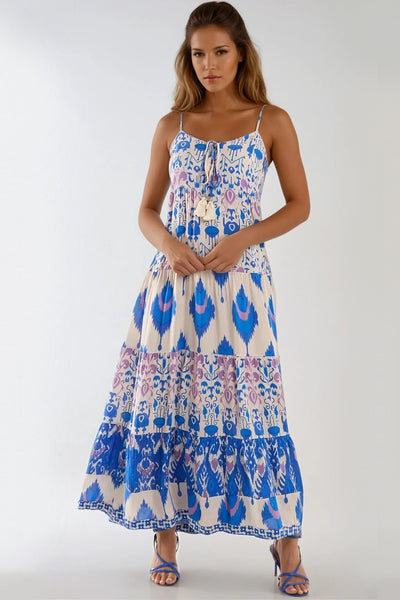 Bohemian Print Tiered Maxi Dress