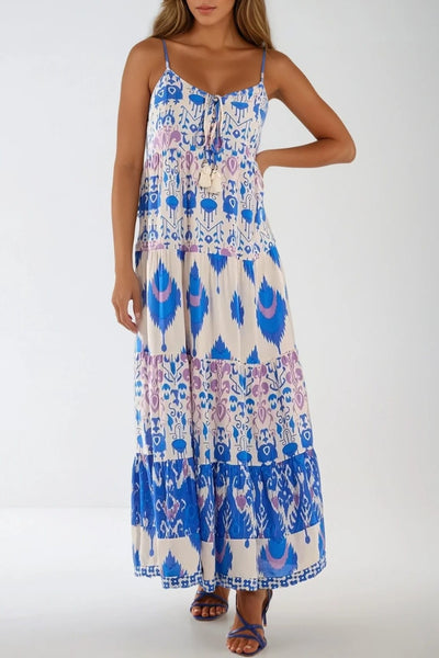 Bohemian Print Tiered Maxi Dress