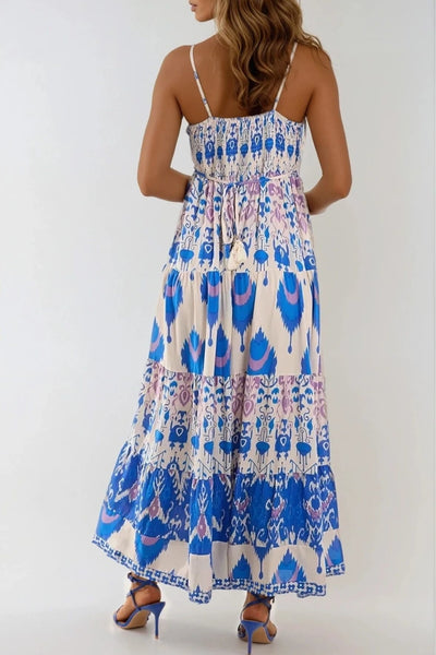 Bohemian Print Tiered Maxi Dress