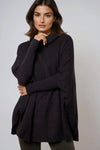 Navy Cowl Neck Poncho Jumper