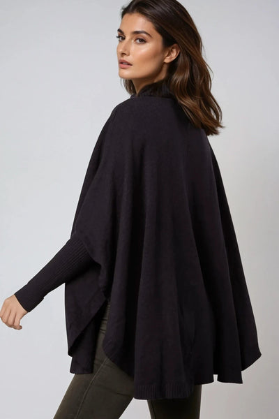 Navy Cowl Neck Poncho Jumper