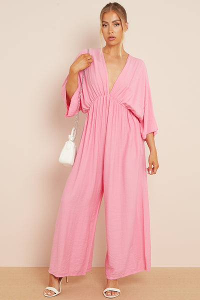 Pink Open Back Maxi Jumpsuit