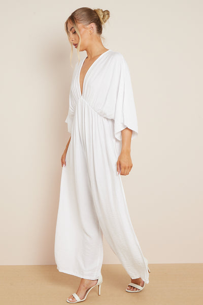 White Open Back Maxi Jumpsuit