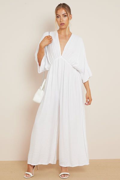 White Open Back Maxi Jumpsuit