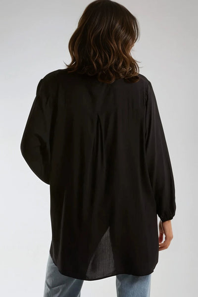 Black Open Collar Blouse