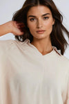 Beige Open Collar Blouse