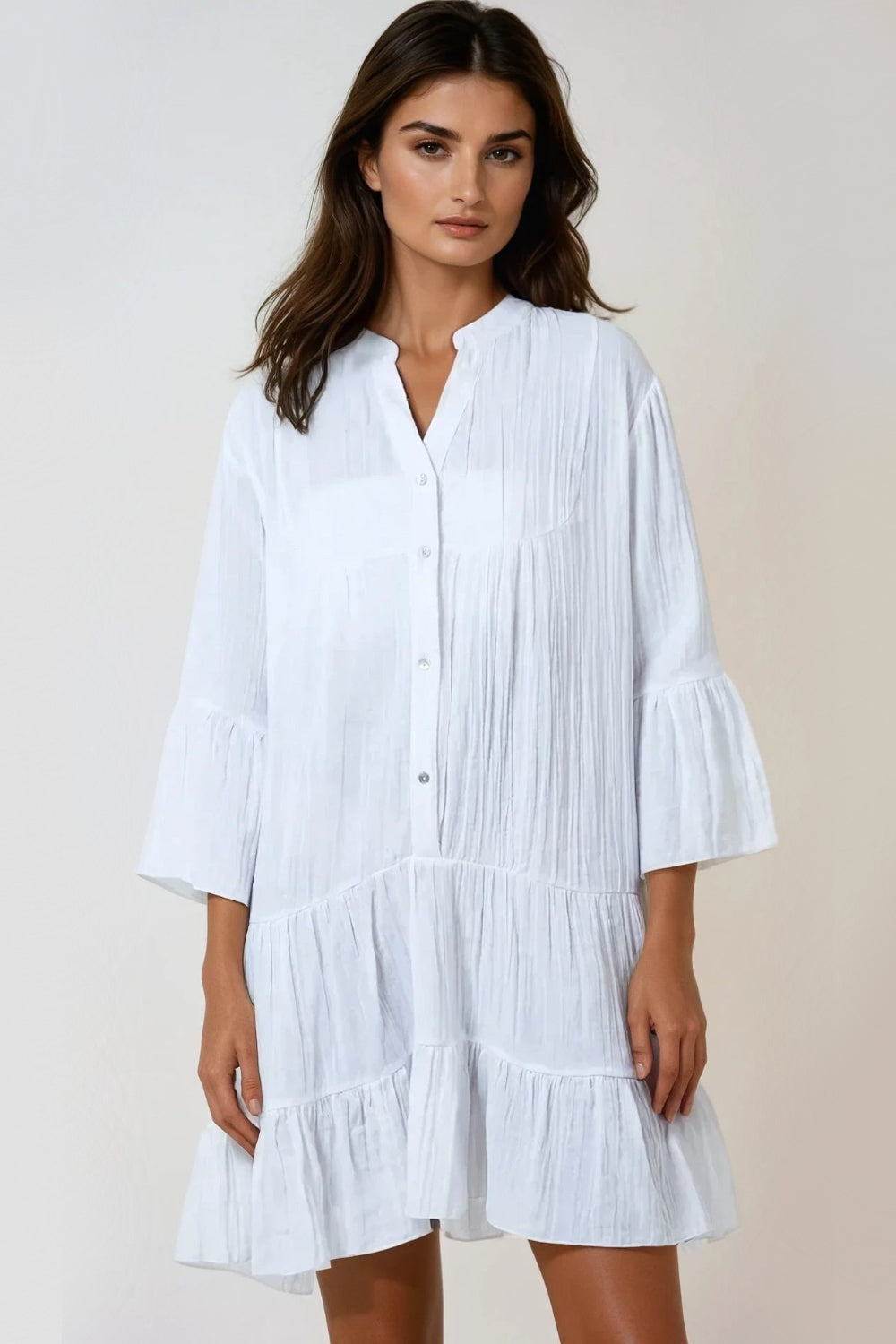 Ivory Oversized Smock Shirt Dress