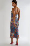 Blue Patchwork Cami Maxi Dress