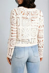 Beige Patchwork Crochet V Neck Cardigan