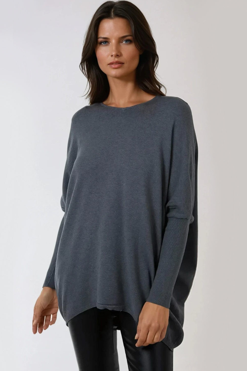 Grey V Neck Long Sleeve Jumper