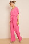 Pink Wrap Pleated Jumpsuit