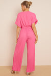 Pink Wrap Pleated Jumpsuit