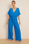 Royal Blue Wrap Pleated Jumpsuit